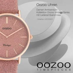 Oozoo Damen Armbanduhr Vintage Series C20201 Analog Leder rosa UOC20201