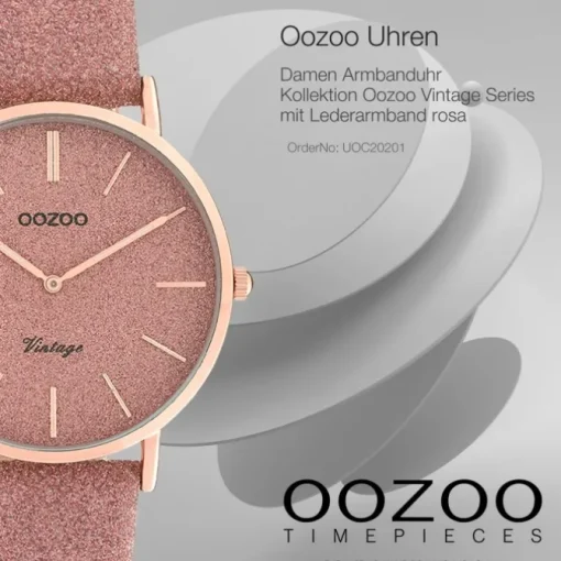 Oozoo Damen Armbanduhr Vintage Series C20201 Analog Leder rosa UOC20201
