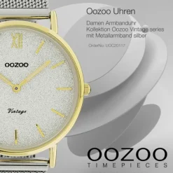 Oozoo Damen Armbanduhr Vintage Series Analog Metall silber UOC20117
