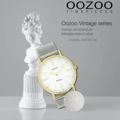 Oozoo Damen Armbanduhr Vintage Series Analog Metall silber UOC20118