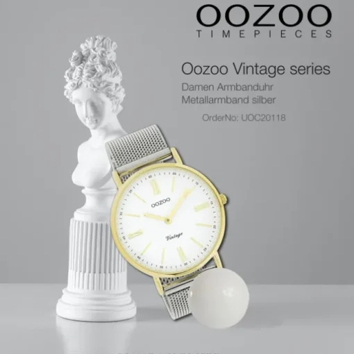 Oozoo Damen Armbanduhr Vintage Series Analog Metall silber UOC20118