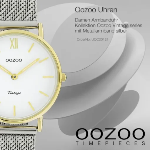 Oozoo Damen Armbanduhr Vintage Series Analog Metall silber UOC20121
