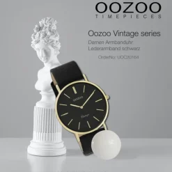 Oozoo Damen Armbanduhr Vintage Series Analog Leder schwarz UOC20164