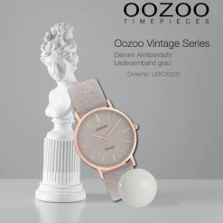 Oozoo Damen Armbanduhr Vintage Series C20202 Analog Leder grau UOC20202