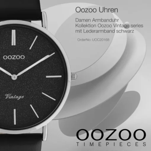 Oozoo Damen Armbanduhr Vintage Series Analog Leder schwarz UOC20168