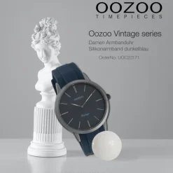 Oozoo Damen Armbanduhr Vintage Series Analog Silikon dunkelblau UOC20171