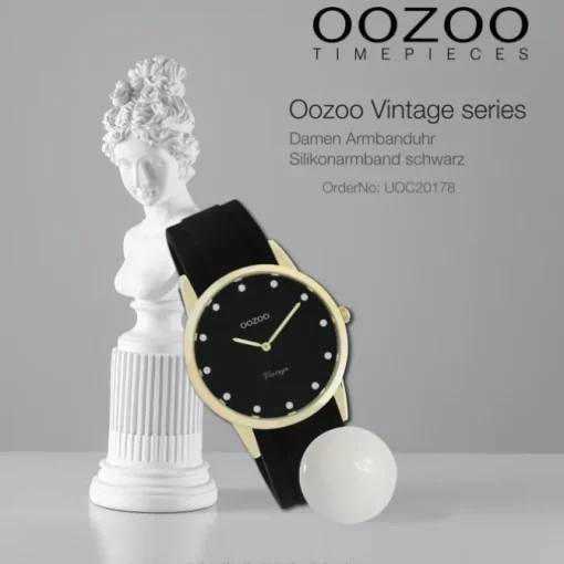 Oozoo Damen Armbanduhr Vintage Series Analog Silikon schwarz UOC20178