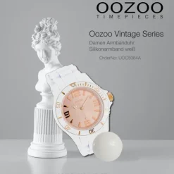 Oozoo Damen Armbanduhr Vintage Series Analog Silikon weiß UOC5064A