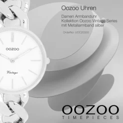 Oozoo Damen Armbanduhr Vintage Series Analog Metall silber UOC20355
