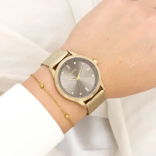 Oozoo Damen Armbanduhr Vintage Series Analog Metall gold UOC11357