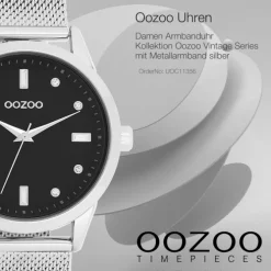 Oozoo Damen Armbanduhr Vintage Series Analog Metall silber UOC11356