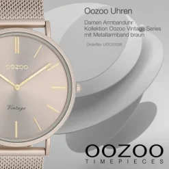 Oozoo Damen Armbanduhr Vintage Series Analog Metall braun UOC20336