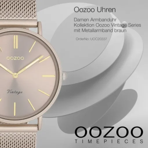 Oozoo Damen Armbanduhr Vintage Series Analog Metall braun UOC20337