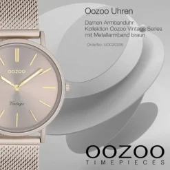 Oozoo Damen Armbanduhr Vintage Series Analog Metall braun UOC20338