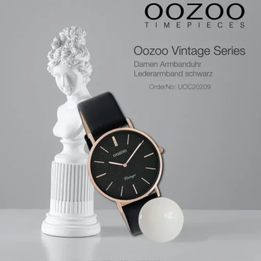 Oozoo Damen Armbanduhr Vintage Series C20209 Analog Leder schwarz UOC20209