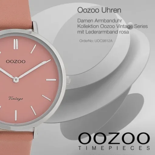 Oozoo Damen Armbanduhr Vintage Series Analog Leder rosa UOC9812A