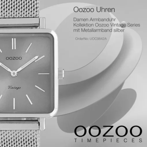 Oozoo Damen Armbanduhr Vintage Series Analog Metall silber UOC9842A