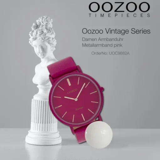 Oozoo Damen Armbanduhr Vintage Series Analog Metall pink UOC9882A