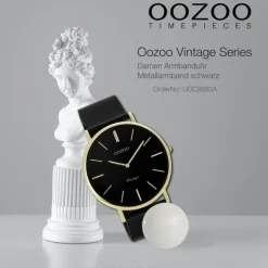 Oozoo Damen Armbanduhr Vintage Series Analog Metall schwarz UOC9893A