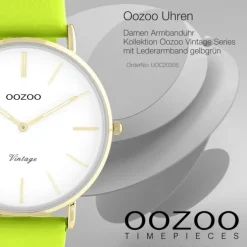 Oozoo Damen Armbanduhr Vintage Series C20305 Analog Leder gelbgrün UOC20305