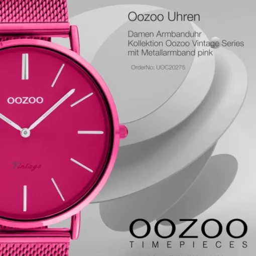 Oozoo Damen Armbanduhr Vintage Series C20275 Analog Metall Mesh pink UOC20275