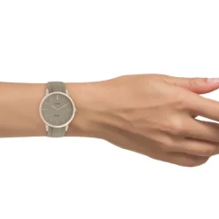 Oozoo Damen Armbanduhr Vintage Series Analog Silikon taupe grau UOC20170