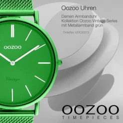 Oozoo Damen Armbanduhr Vintage Series C20273 Analog Metall Mesh grün UOC20273