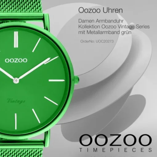 Oozoo Damen Armbanduhr Vintage Series C20273 Analog Metall Mesh grün UOC20273