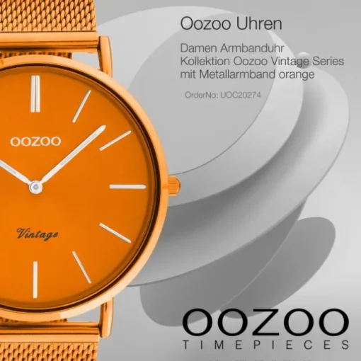 Oozoo Damen Armbanduhr Vintage Series C20274 Analog Metall Mesh orange UOC20274