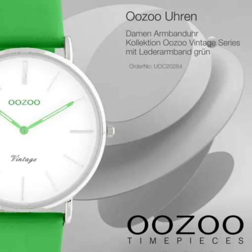 Oozoo Damen Armbanduhr Vintage Series Analog Leder grün UOC20284