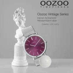 Oozoo Damen Armbanduhr Vintage Analog Metall silber UOC10870