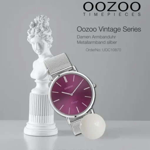 Oozoo Damen Armbanduhr Vintage Analog Metall silber UOC10870