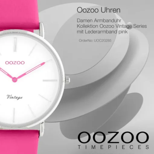 Oozoo Damen Armbanduhr Vintage Series Analog Leder pink UOC20285