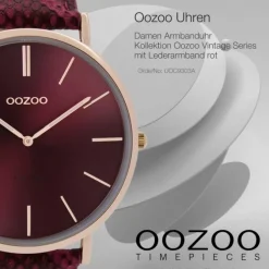 Oozoo Damen Armbanduhr Vintage Analog Leder rot UOC9303A