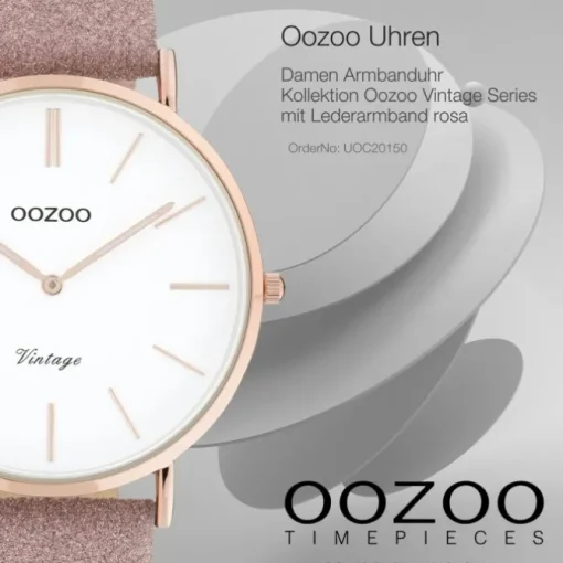 Oozoo Damen Armbanduhr Vintage C20150 Analog Leder rosa UOC20150