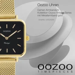 Oozoo Damen Armbanduhr Vintage Series Analog Metall Mesh gold UOC20264
