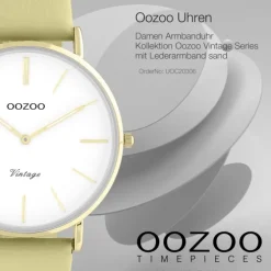 Oozoo Damen Armbanduhr Vintage Series C20306 Analog Leder sand gelbgrün UOC20306