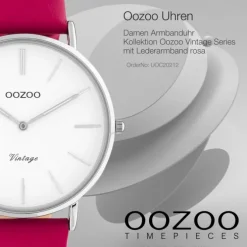 Oozoo Damen Armbanduhr Vintage C20212 Analog Leder rosa UOC20212