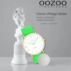 Oozoo Damen Armbanduhr Vintage Analog Leder grün UOC20316