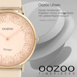 Oozoo Damen Armbanduhr Vintage C20127 Analog Leder roségold UOC20127