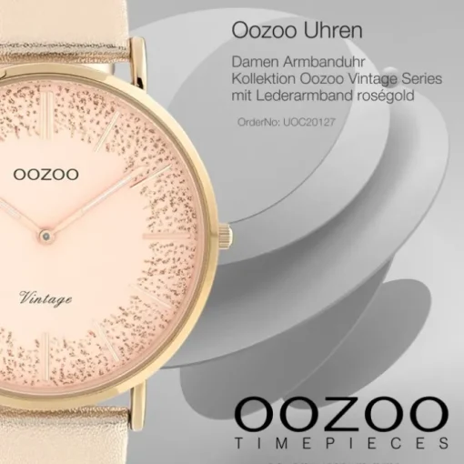 Oozoo Damen Armbanduhr Vintage C20127 Analog Leder roségold UOC20127