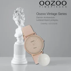 Oozoo Damen Armbanduhr Vintage Series C20206 Analog Leder pinkgrau UOC20206