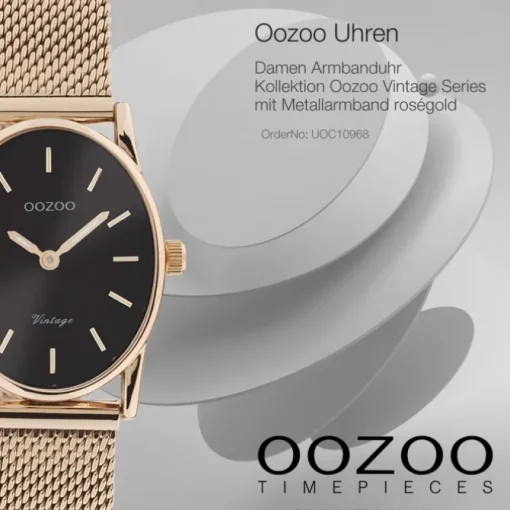 Oozoo Damen Armbanduhr Vintage Series C10968 Analog Metall Mesh rosé UOC10968
