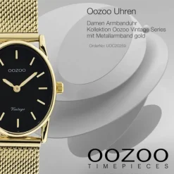 Oozoo Damen Armbanduhr Vintage Series Analog Metall Mesh gold UOC20259