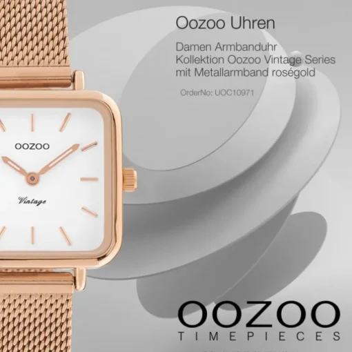 Oozoo Damen Armbanduhr Vintage Series C10971 Analog Metall Mesh rosé UOC10971