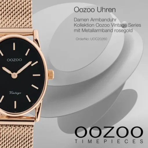 Oozoo Damen Armbanduhr Vintage Series Analog Metall Mesh rosegold UOC20260