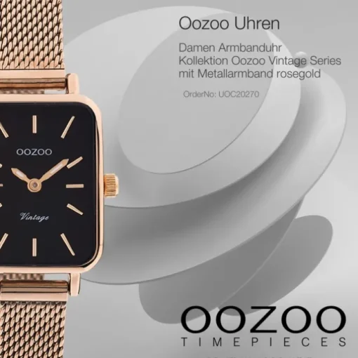 Oozoo Damen Armbanduhr Vintage Series Analog Metall Mesh rosegold UOC20270