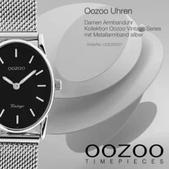 Oozoo Damen Armbanduhr Vintage Series Analog Metall Mesh silber UOC20257