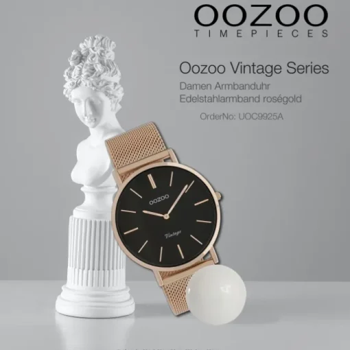 Oozoo Damen Armbanduhr Vintage Series C9925A Analog Edelstahl roségold UOC9925A