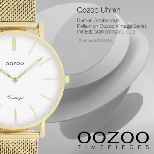 Oozoo Damen Armbanduhr Vintage Series Edelstahl gold UOC9910A